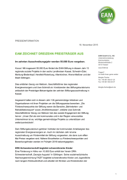 EAM ZEICHNET DREIZEHN PREISTR&Auml;GER AUS