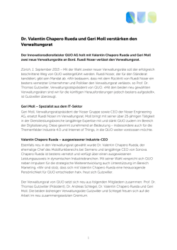 Dr. Valentin Chapero Rueda und Geri Moll verst&auml;rken den