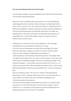 Drei neue Auszubildende starten bei der Stoll