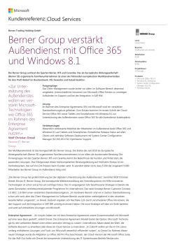 Berner Group verstärkt Außendienst mit Office 365 und Windows 8.1