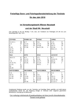 Freiwillige Sonn- und Feiertagsdiensteinteilung der Tierärzte