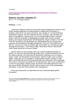 Adorno und der Lehrplan 21