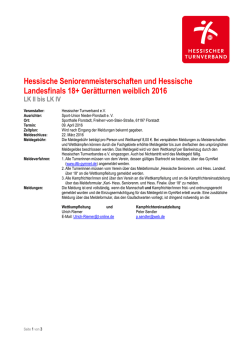 Hessische Seniorenmeisterschaften und Hessische Landesfinals 18
