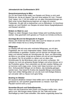 Jahresbericht der Zunftmeisterin 2015