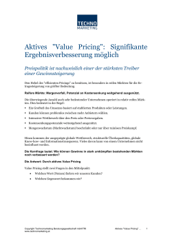 Aktives "Value Pricing": Signifikante Ergebnisverbesserung möglich