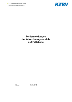 Fehlermeldungen der Abrechnungsmodule auf Fallebene (Stand