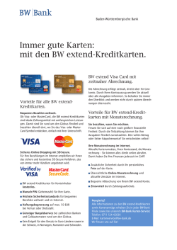 Immer gute Karten: mit den BW extend-Kreditkarten.