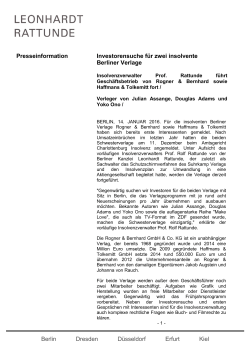 Investorensuche f. Berliner Verlage