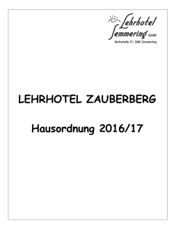 Hausordnung Lehrhotel Zauberberg
