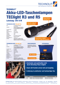 Akku-LED-Taschenlampen TEClight R3 und R5 Akku