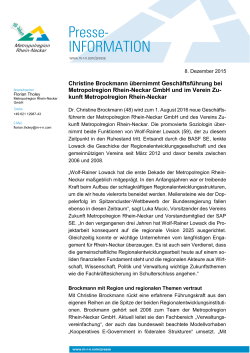 Presse- INFORMATION - Metropolregion Rhein