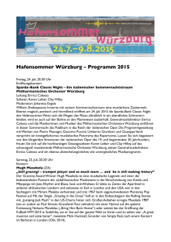 Hafensommer Würzburg – Programm 2015
