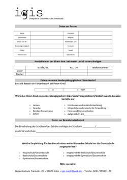 Daten zur Person Kontaktdaten der Eltern bzw. bei einem