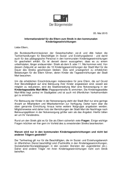 05. Mai 2015 Informationsbrief für die Eltern zum Streik in den