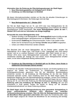 Informationen zu den Beitragssatzungen 2015 sowie zur