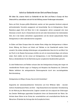 Aufruf zur Solidarität mit den Sinti und Roma Europas.Nov.2015