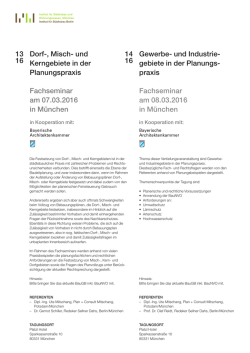 Dorf-, Misch- und Kerngebiete in der Planungspraxis Fachseminar