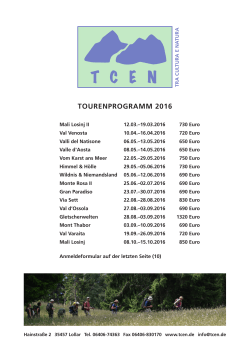 tourenprogramm 2016 - tra cultura e natura