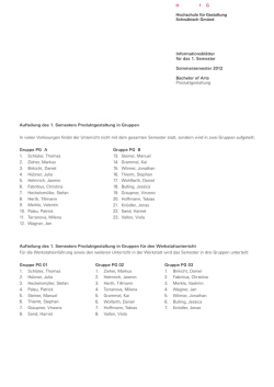 Informationsbl&auml;tter f&uuml;r das 1. Semester Sommersemester 2012