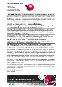 Helfer/Innen Kinderprogramme - Interlaken feiert 125 Jahre