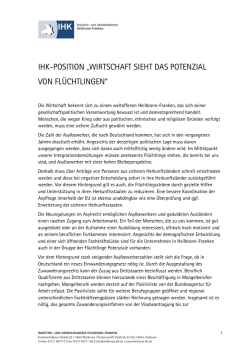 ihk-position &bdquo;wirtschaft sieht das potenzial von fl&uuml;chtlingen&ldquo;