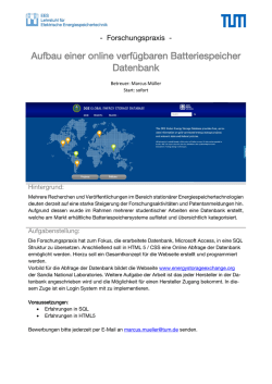 Aufbau einer online verfügbaren Batteriespeicher Datenbank