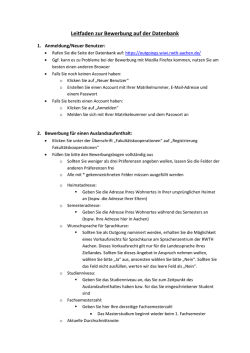 Leitfaden zur Bewerbung auf der Datenbank