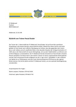 Rücktritt von Trainer Pascal Studer