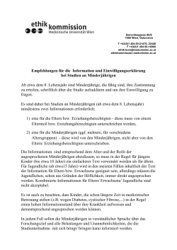 Empfehlungen für Patienteninformationen für Minderjährige