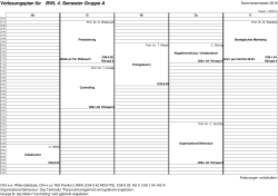 Vorlesungsplan für BWL 4. Semester Gruppe A