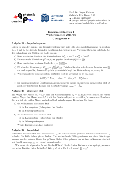 Experimentalphysik I – Wintersemester 2015/16 – Übungsblatt 6