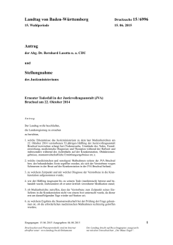 Landtag von Baden-Württemberg Antrag Stellungnahme