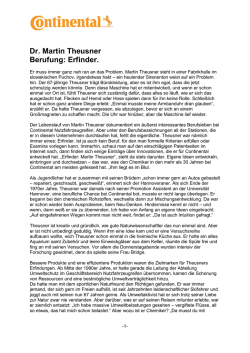 Dr. Martin Theusner Berufung: Erfinder. - Continental eTools