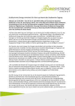 GridSystronic Energy nominiert f&uuml;r Start-up