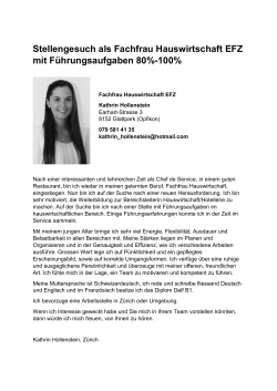 Stellengesuch als Fachfrau Hauswirtschaft EFZ mit