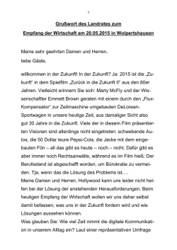 Gru&szlig;wort des Landrats zum Empfang der Wirtschaft 2015