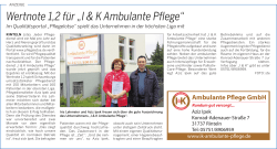 Wertnote 1,2 für „I & K Ambulante Pflege“
