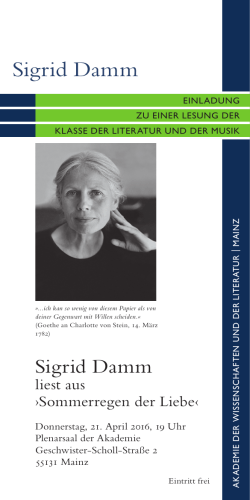Sigrid Damm - Akademie der Wissenschaften und der Literatur | Mainz
