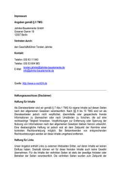 Impressum Angaben gem&auml;&szlig; &sect; 5 TMG: Jahnke