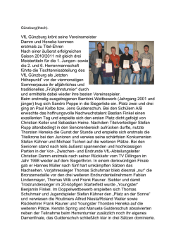 VfL Günzburg krönt seine Vereinsmeister Damm und