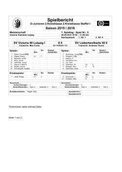Spielbericht - SV Victoria 90 Leipzig e.V.