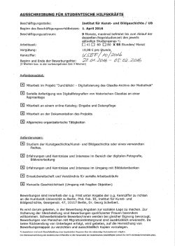 ausschreibung für studentische hilfskräfte - Institut für Kunst