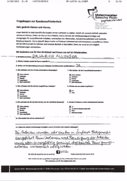 Zufriedenheitsbogen  - Malermeisterbetrieb Sascha Roth
