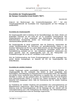 Grunds&auml;tze der Verg&uuml;tungspolitik der Semper Constantia Invest