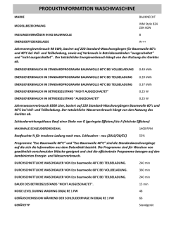 PRODUKTINFORMATION WASCHMASCHINE