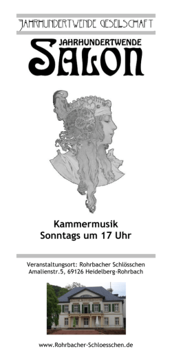 Kammermusik Sonntags um 17 Uhr