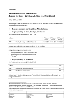 Inkonvenienzen und Pikettdienste: Zulagen f&uuml;r Nacht