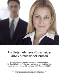 Als Unternehmens-Entscheider XING professionell nutzen