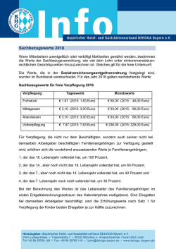 Sachbezugswerte 2016