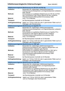 Informationen zu infektionsserologischen Untersuchungen